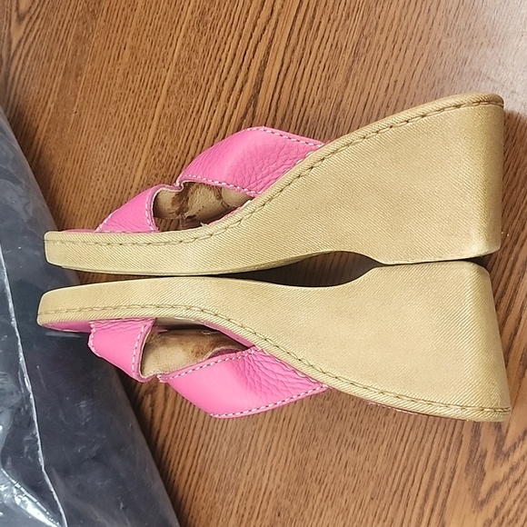 Born pink leather wedge sandal heels - Picture 3 of 6